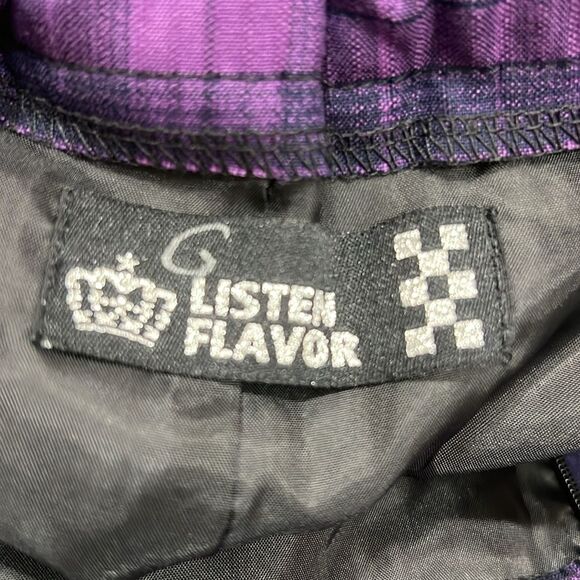 Listen Flavor Purple Checkered Pleated Midi Skirt With Chain Detail - Picture 9 of 11